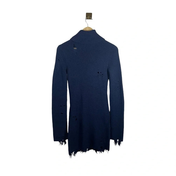 NWOT Lovers + Friends Keeney Distressed Sweater Dress in Navy Blue Size S - Picture 10 of 15